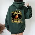 Afro Pisces Queen African American Zodiac Birthday Women Oversized Hoodie Back Print Forest