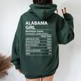 Alabama Girl Nutrition Facts Al Pride Women Oversized Hoodie Back Print Forest