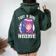 Anime For N Girls Just A Girl Who Loves Anime Women Oversized Hoodie Back Print Forest