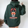 Anti Valentines Day Cupid Is Stupid Skull Messy Bun Women Women Oversized Hoodie Back Print Forest