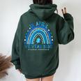 In April We Wear Blue Rainbow Autism Awareness Month Women Oversized Hoodie Back Print Forest