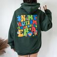 In My Autism Awareness Era Support Puzzle Be Kind Groovy Women Oversized Hoodie Back Print Forest