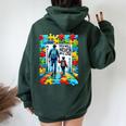 Autism Dad Mom You Will Never Walk-Alone Support Autism Women Oversized Hoodie Back Print Forest