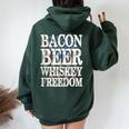 Bacon Beer Whiskey Freedom Women Oversized Hoodie Back Print Forest