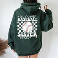 In My Baseball Sister Era Baseball Sister Women Oversized Hoodie Back Print Forest