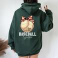 Baseball Sister Leopard Mother's Day Girls Womens Women Oversized Hoodie Back Print Forest