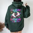 Big Sister Of The Birthday Girl Rolling Skate Family Party Women Oversized Hoodie Back Print Forest