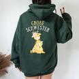 Big Sister Giraffe Become Sister Women Oversized Hoodie Back Print Forest