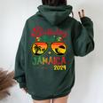 Birthday Crew Jamaica 2024 Girl Party Matching Women Oversized Hoodie Back Print Forest