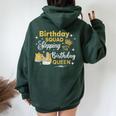 Birthday Squad Shoes Stepping With The Birthday Queen Women Oversized Hoodie Back Print Forest