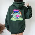 Bisexual Pride Bi Kawaii Frog Mushroom Bisexual Flag Lgbt Women Oversized Hoodie Back Print Forest