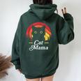 Black Cat Mom Mama Retro Wildlife Happy Mother's Day 2024 Women Oversized Hoodie Back Print Forest