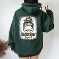 Bleached Messy Hair Bun Camouflage Birthday Squad Women Oversized Hoodie Back Print Forest