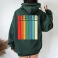 Blessed Christian Faith Inspiration Quote – Vintage Color Women Oversized Hoodie Back Print Forest