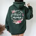 Blessed Mema Thanksgiving Floral Mother's Day Women Oversized Hoodie Back Print Forest