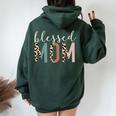 Blessed Mom Cute Leopard Print Women Oversized Hoodie Back Print Forest