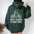 Blue Collar Mechanic Dirty Hands Quote Women Oversized Hoodie Back Print Forest