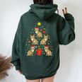 Bobcat Christmas Ornament Tree Dad Mom Women Oversized Hoodie Back Print Forest