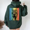 Bobcat Portrait Vintage Style Mom Dad Women Oversized Hoodie Back Print Forest