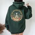 Boho Flower Skeleton Reading Book Just One More Chapter Women Oversized Hoodie Back Print Forest