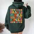 Braces Make Beautiful Faces Groovy Orthodontist Women Oversized Hoodie Back Print Forest