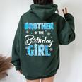 Brother Of The Birthday Girl Family Snowflakes Winter Party Women Oversized Hoodie Back Print Forest