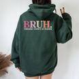 Bruh Formerly Known As Teacher Saying Teacher Test Day Women Oversized Hoodie Back Print Forest