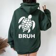 Bruh Meme Sea Turtle Retro Earth Day 2024 Ns Boys Women Oversized Hoodie Back Print Forest