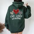 Buffalo Plaid One Loved Grandma Heart Valentine's Day Women Oversized Hoodie Back Print Forest