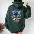 Butterfly With Flowers I Aesthetic Butterfly Women Oversized Hoodie Back Print Forest