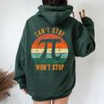 Can't Stop Pi Won't Stop Math Pi Day Vintage Teacher Women Oversized Hoodie Back Print Forest