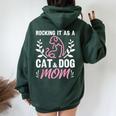 Cat And Dog Mom Fur Mama Mother's Day Women Oversized Hoodie Back Print Forest