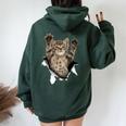 Cat Lady Cute Cats Cat Torn Cloth Kitten Women Oversized Hoodie Back Print Forest