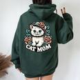 Cat Mom Happy For Cat Lovers Family Matching Women Oversized Hoodie Back Print Forest
