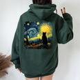 Cat Starry Night Van Gogh Cat For Cat Lover Cat Mom Cat Dad Women Oversized Hoodie Back Print Forest