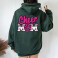 Cheer Mom Hot Pink Black Leopard Letters Cheer Pom Poms Women Oversized Hoodie Back Print Forest