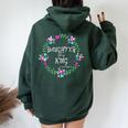 Christian Daughter Of A King Floral Wreath Bible Quote Women Oversized Hoodie Back Print Forest