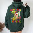 Christmas In June Santa Flamingo Summer Vacation Women Oversized Hoodie Back Print Forest