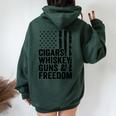 Cigars Whiskey Guns & Freedom Drinking Usa Flag Gun Women Oversized Hoodie Back Print Forest