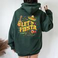 Cinco De Mayo Mexican Music Guitar Cactus Let's Fiesta Women Oversized Hoodie Back Print Forest