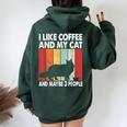 I Like Coffee And My Cat Maybe 3 People Vintage Maine Coon Women Oversized Hoodie Back Print Forest