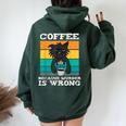 Coffee Because Murder Is Wrong Black Vintage Cat Women Oversized Hoodie Back Print Forest