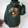 Colorful Afro Woman African American Melanin Blm Girl Women Oversized Hoodie Back Print Forest
