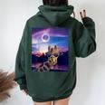 Cool Giraffe Selfie With Solar 2024 Eclipse Sunglasses Women Oversized Hoodie Back Print Forest