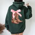 Coquette Pink Bow Cowboy Boots Cute Y2k N Girls Women Women Oversized Hoodie Back Print Forest