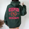 Cupid University Est 1415 Valentines College Women Oversized Hoodie Back Print Forest