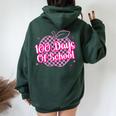 Cute 100Th Day Pink Teacher Girls 100 Days Of School Women Oversized Hoodie Back Print Forest