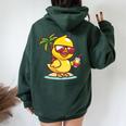 Cute Duck Animal Vacation Beach Women Oversized Hoodie Back Print Forest