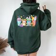 Cute Easter Day Easter Coffee Lover Girl Women Oversized Hoodie Back Print Forest