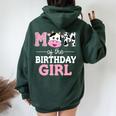 Cute Farm Cow Mommy Mama Mom Of The Birthday Girl Women Oversized Hoodie Back Print Forest
